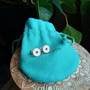 Tiffany & Co. Silver Logo Circular Earrings